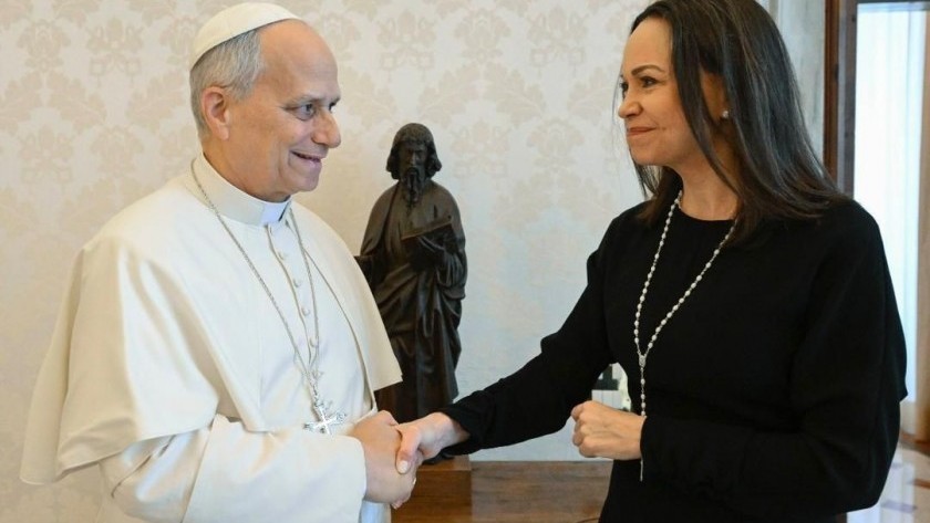 El papa León XIV recibió a María Corina Machado en el Vaticano